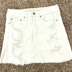American Eagle Outfitters White Frayed Jean Skirt